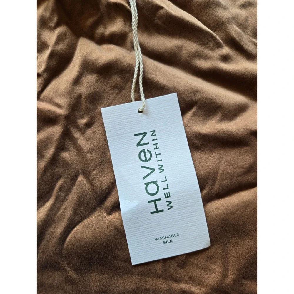 Haven Well Within Washable Silk Shorts Tan Brown Loungewear Large